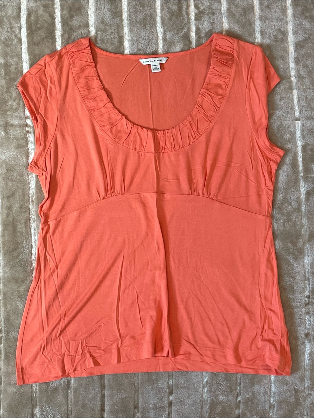 Banana Republic Coral Ruffle Scoop-Neck Tee